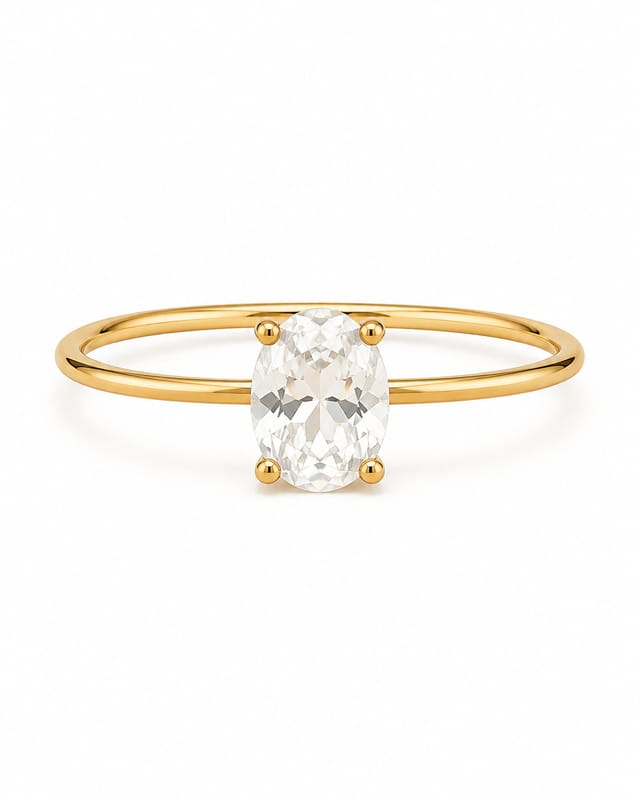 The oval birthstone ring with a pale blue March aquamarine-coloured stone