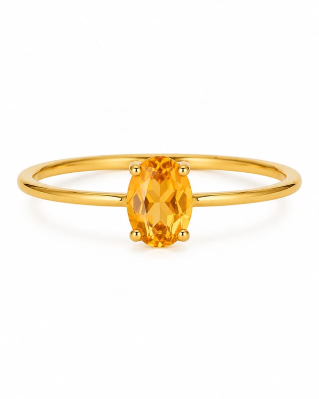 The oval birthstone ring with a warm yellow November citrine-coloured stone